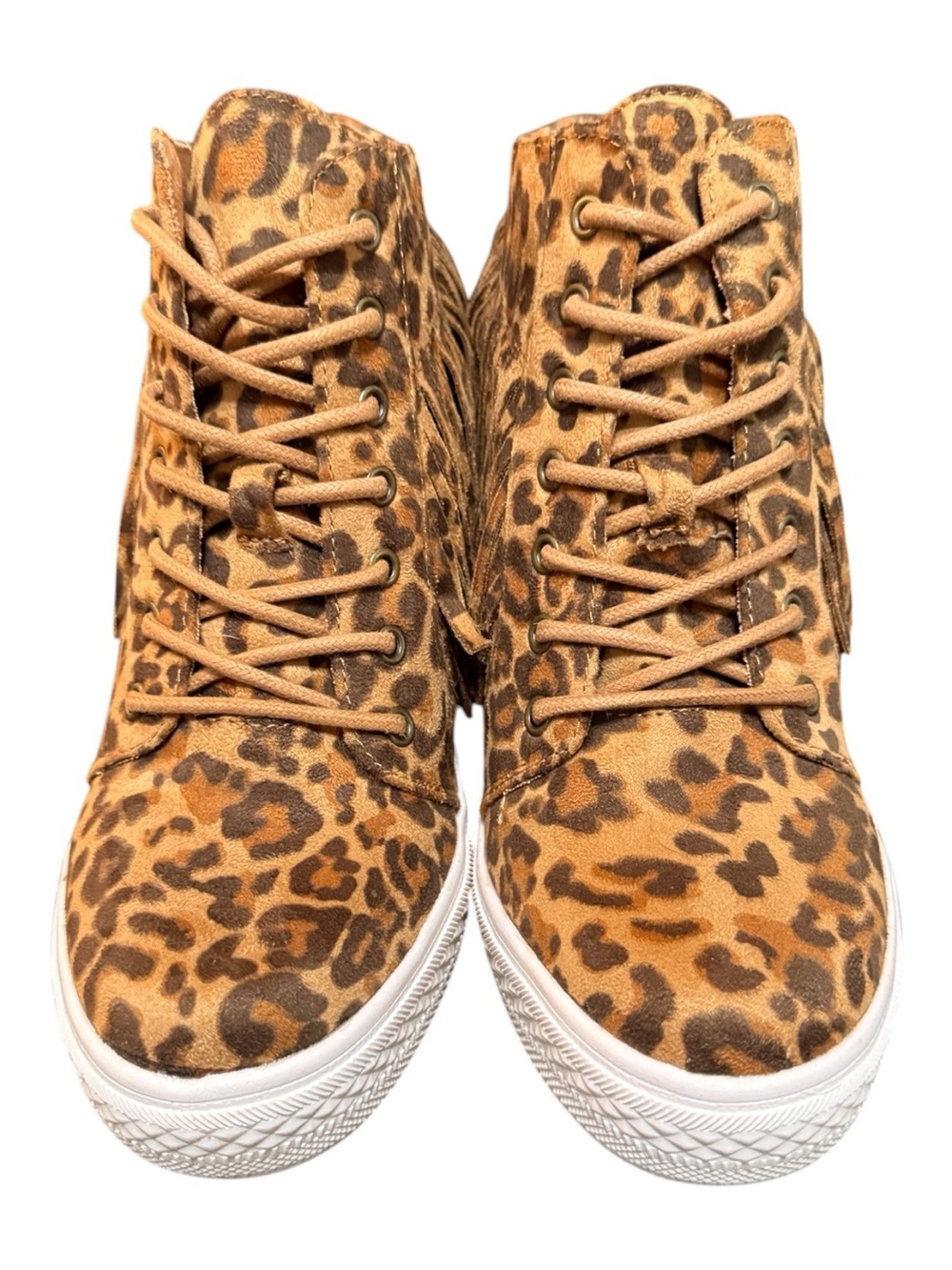 Not Rated Leopard Fringe High Top Sneakers/Booties - Women’s Size 9.5 - NWOB